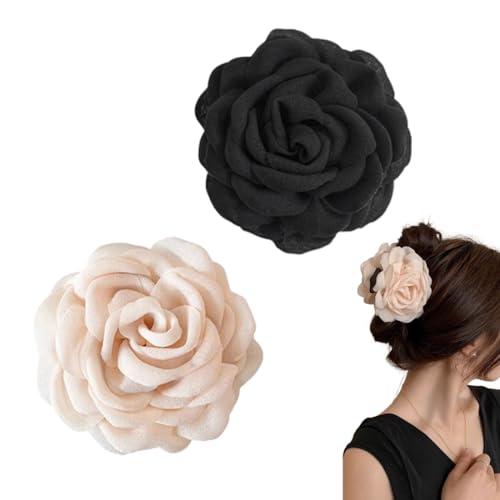 OUDQFCJ 2 Stück Rosenblüten-Krallenklammern, große hawaiianische Rosen Haarklammern, florale Blumen Haarklammern für Frauen und Mädchen von OUDQFCJ