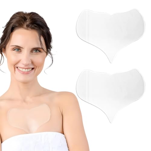 OUDQFCJ 2 Stück Silikonpads Herzförmig, Wiederverwendbare Dekolleté & Hals Silikonpads für Frauen, Transparente Brustpads zur Hautpflege von OUDQFCJ