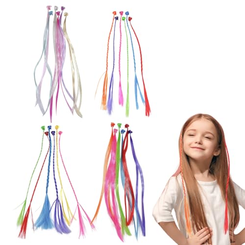 OUDQFCJ 24 Stück Farbige Haarverlängerung Bunte Clips Haarschmuck Mädchen Kinder Haarsträhnen zum Einklipsen für Party Festival Deko Geschenke von OUDQFCJ