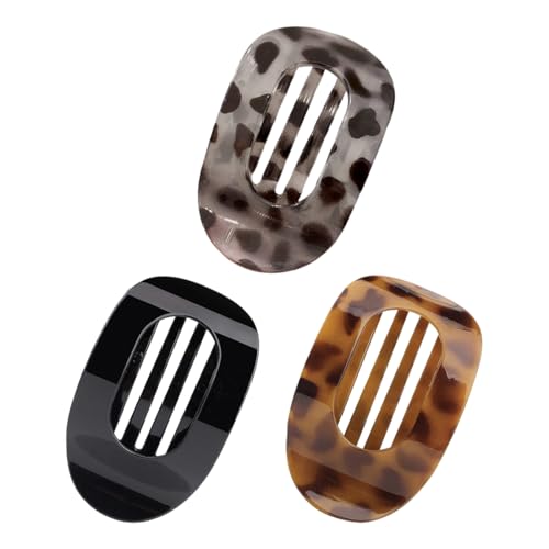 OUDQFCJ 3 PCS Hair Clips for Women, Flat Hair Clip, Flat Claw Clip, Hair Clips for Thin Hair (Medium-Sized) (Leopard Pattern) von OUDQFCJ