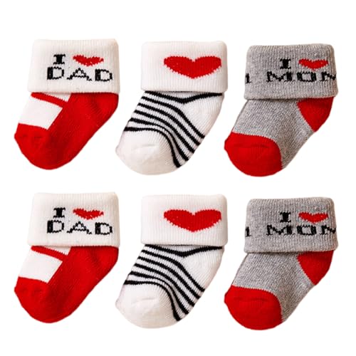 OUDQFCJ 3 Paar Baby Socken Baumwolle Neugeborenen Unisex Personalisierte Geschenk Zur Geburt Kleinkind (0-6 Monate) (Mädchen) von OUDQFCJ