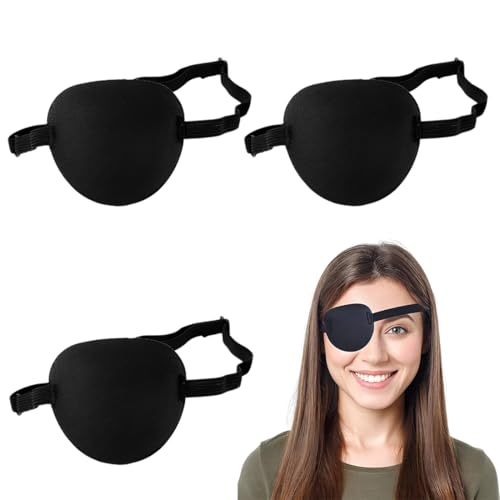 OUDQFCJ 3 Stück Medizinische Verstellbare Piraten-Augenklappe für Erwachsene und Kinder, für Linke oder Rechte Augen, Faule Amblyopie und Cosplay von OUDQFCJ
