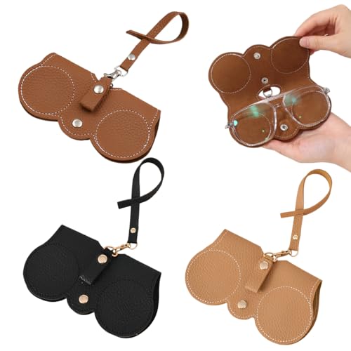 OUDQFCJ 3 Stück Mode Sonnenbrillenetui Tragbares Etui für Sonnenbrillen Brillenetui Weich Tragbar Sonnenbrillen Beutel Lesebrillenetui Leder von OUDQFCJ