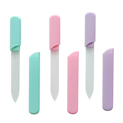 OUDQFCJ 3 Stück Profi Nagelfeile Glas-Nagelfeilen Fingernagelfeile mit Etui Doppelseitig Kristalloberfläche Professionelles Maniküre-Werkzeug für Frauen von OUDQFCJ