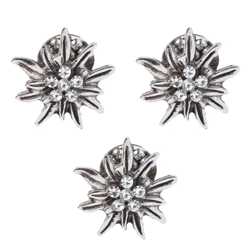 OUDQFCJ 3er Set Edelweiß Ansteck Pins - Trachten-Pins für Damen & Herren, Trachtenbluse, Hutanstecker, Anstecknadel und Buttons fürs Oktoberfest von OUDQFCJ