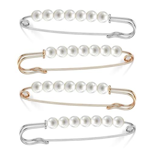 OUDQFCJ 4 Stück Brosche Sicherheitsnadel Strass Ausschnitt Verkleinern Pullover Schal Clips Broschen Pins Kragen Clip Für Damen Hosen Rock Taille von OUDQFCJ