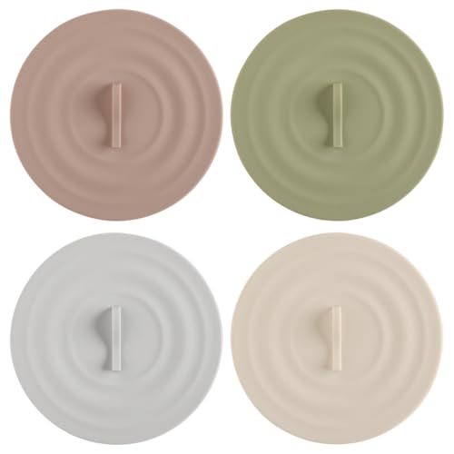 OUDQFCJ 4 Stück Silikondeckel für Gläser, Wiederverwendbare Glasabdeckung Anti-Staub, Bunte Deckel für Trinkgläser, Kaffee, Bierkrug, Silikon Deckel 10cm von OUDQFCJ