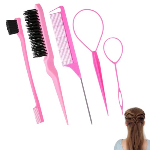 OUDQFCJ 5 Stück Haarstyling-Set - Haargeflecht Werkzeug, Haarflechtwerkzeuge, Frisurenhilfe für DIY Frisuren (Für Frauen, Mädchen) von OUDQFCJ