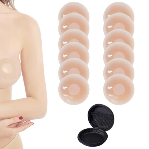 OUDQFCJ 6 Paar Wiederverwendbare Silikon Nippelpads für Damen, Selbstklebende wasserdichte Brustwarzen Abdeckungen, Brust Aufkleber unter BH Bikini Mit 1 Aufbewahrungstasche von OUDQFCJ