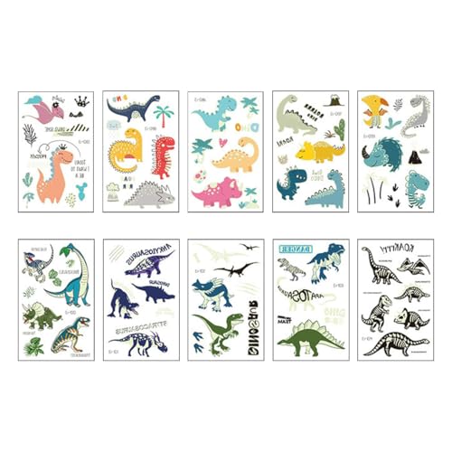 OUDQFCJ 80 Stück Temporäre Leucht Dinosaur Tattoo Aufkleber Sticker für Kinder Jungen, Dinosaurier Spielzeug Geschenk Geburtstag Deko Party Mitgebsel Kindergeburtstag von OUDQFCJ