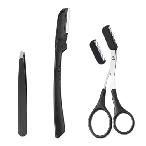 OUDQFCJ Augenbrauen Schere,Schere Augenbrauen Beauty Edelstahl Augenbrauenschere Mit Kamm,Eyebrow Trimmer Scissors Für Frauen,Augenbrauenrasierer Professionelle Wimpern-Schere von OUDQFCJ