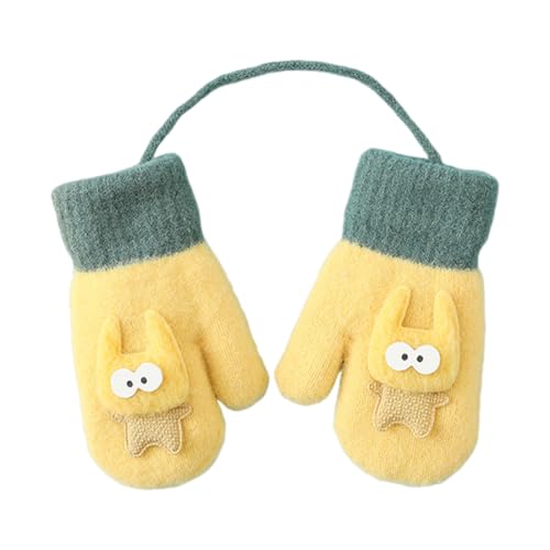 OUDQFCJ Baby Mittens Warm Soft Toddler Knitted Gloves with Lanyard Cute Cartoon Pattern Design Double Winter Gloves for Boys Girls (0-3 Years) von OUDQFCJ