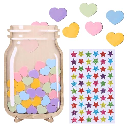 OUDQFCJ Belohnungsglas Kinder Belohnungssystem als Positive Verstärkung Tafel für Jungen Mädchen mit Sterne Aufkleber (Herzen) von OUDQFCJ