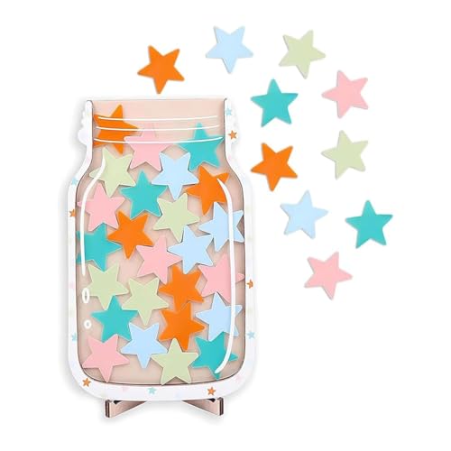 OUDQFCJ Belohnungsglas Magnetisch Belohnungssystem Kinder Lehrerbedarf mit Holzhalter und 20 Blumen für Klassenzimmer (14.5 * 21CM) von OUDQFCJ