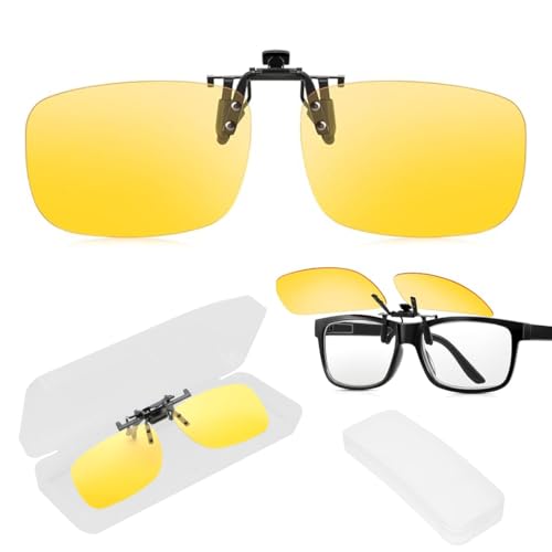 OUDQFCJ Clip-on Nachtfahrbrille-Nachtbrille zum Autofahren für Herren und Brillenträger-Polarisiert-Reduziert effektiv die Blendung von entgegenkommenden Scheinwerfern-HD Sichtglas von OUDQFCJ