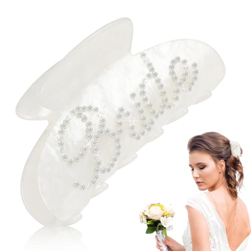 OUDQFCJ Haarspange Mit Klauen Für Die Braut Weiße Bananenspangen Aus Acryl Hochzeitsgeschenk Für Die Braut Haaraccessoire Mit Strasssteinen Für Die Braut Geschenk Für Junggesellinnenabschiede von OUDQFCJ