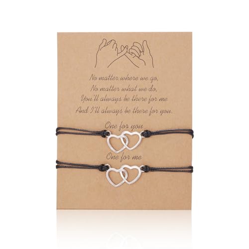 OUDQFCJ Juego de 2 pulseras para madre e hija a juego con forma de corazón joyería regalos de cumpleaños para madre e hija niñas von OUDQFCJ