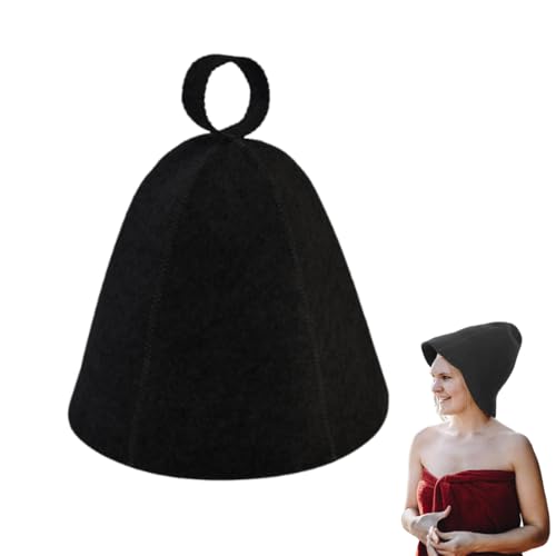 OUDQFCJ Saunahut Saunamütze Filzkappe Badekappe Duschhaube Zubehör für Damen Herren Dusche Sauna Kopfschutz (schwarz) von OUDQFCJ