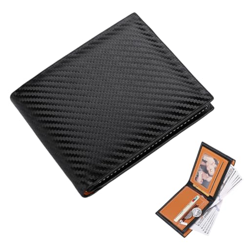 OUDQFCJ TÜV-geprüfter RFID, NFC Schutz geräumiges Portemonnaie Geldbörse Herren mit Münzfach inkl Geschenkbox Valentinstag für Männer (Carbon) von OUDQFCJ