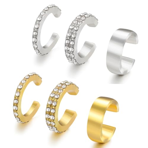 OUDQFCJ Zwei Sätze von Spirale Knorpel Ohrringe Fake durchbohrt Ohr Knochen Clips Glittering Runde Ohrringe ohne Ohrlöcher (Silber/Gold) von OUDQFCJ