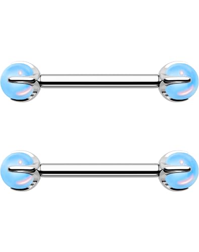 OUFER Body Piercing 14G Nipple Bars Titanium Nipple Barbell Rings Set Internally Nipple Piercing Tongue Bars Body Piercing Jewellery for Women Men 14MM von OUFER Body Piercing