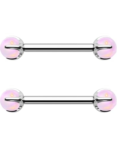 OUFER Body Piercing 14G Nipple Bars Titanium Nipple Barbell Rings Set Internally Nipple Piercing Tongue Bars Body Piercing Jewellery for Women Men 14MM von OUFER Body Piercing