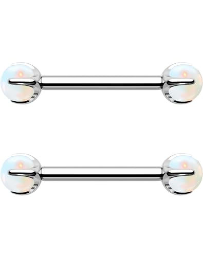 OUFER Body Piercing 14G Nipple Bars Titanium Nipple Barbell Rings Set Internally Nipple Piercing Tongue Bars Body Piercing Jewellery for Women Men 14MM von OUFER Body Piercing