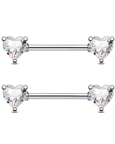 OUFER Body Piercing 14G Sterling Silver 925 Nipple Piercing Bar Externally Threaded 1.6mm Nipple Piercing Rings Barbell Jewellery 14MM Bridge Bars for Women Men von OUFER Body Piercing