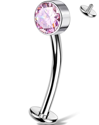 OUFER Body Piercing 14G Titan Floating Belly Piercing Jewellery Internally Nabelpiercing Pink CZ Belly Button Ring 10/12/14/16mm Hypoallergenic Bauchnabelpiercing for Women Men von OUFER Body Piercing