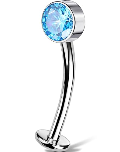 OUFER Body Piercing 14G Titan Floating Belly Piercing Jewellery Internally Threaded Navel Bar Aqua CZ Belly Button Ring 10/12/14/16mm Hypoallergenic Bauchnabelpiercing Women Men von OUFER Body Piercing