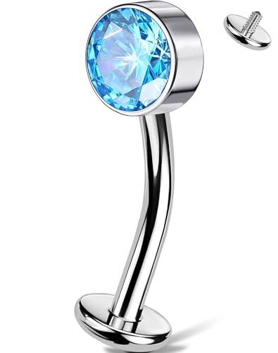 OUFER Body Piercing 14G Titan Floating Belly Piercing Jewellery Internally Threaded Navel Bar Aqua CZ Belly Button Ring 10/12/14/16mm Hypoallergenic Bauchnabelpiercing Women Men von OUFER Body Piercing