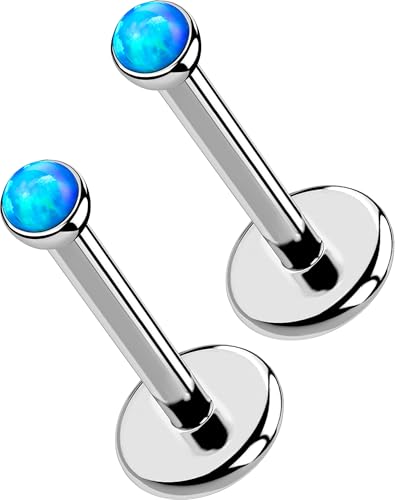 OUFER Body Piercing 2PCS 16G/18G/20G Nose Lip Studs, Titanium Threadless Push in Nose Nostril Lip Labret Medusa Helix Cartilage Tragus Conch Lobe Piercing Jewelry for Women Men von OUFER Body Piercing