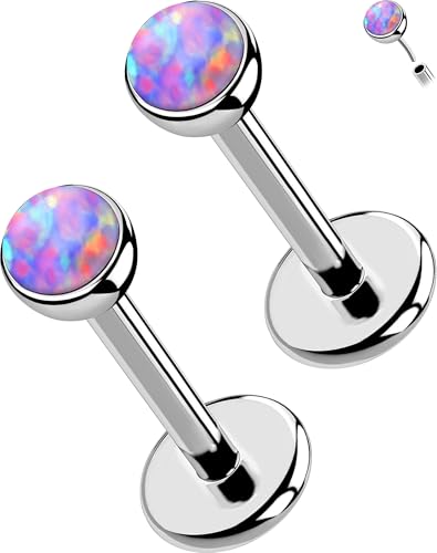 OUFER Body Piercing 2PCS 16G/18G/20G Nose Lip Studs, Titanium Threadless Push in Nose Nostril Lip Labret Medusa Helix Cartilage Tragus Conch Lobe Piercing Jewelry for Women Men von OUFER Body Piercing