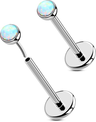 OUFER Body Piercing 2PCS 16G/18G/20G Nose Lip Studs, Titanium Threadless Push in Nose Nostril Lip Labret Medusa Helix Cartilage Tragus Conch Lobe Piercing Jewelry for Women Men von OUFER Body Piercing