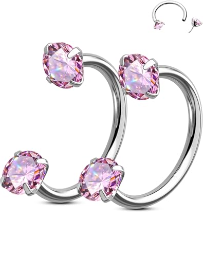 OUFER Body Piercing 2PCS 316L Surgical Steel Horseshoe Nose Rings Hoops 20G Push Pin Threadless Nose Rings For Women Men CZ Horseshoe Septum Lip Eyebrow Helix Daith Ear Piercing Jewelry 7mm/8mm von OUFER Body Piercing