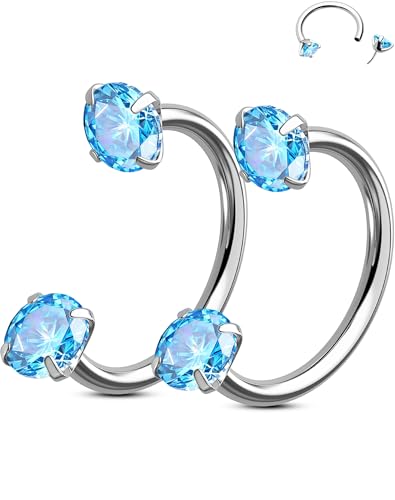 OUFER Body Piercing 2PCS 316L Surgical Steel Horseshoe Nose Rings Hoops 20G Push Pin Threadless Nose Rings For Women Men CZ Horseshoe Septum Lip Eyebrow Helix Daith Ear Piercing Jewelry 7mm/8mm von OUFER Body Piercing