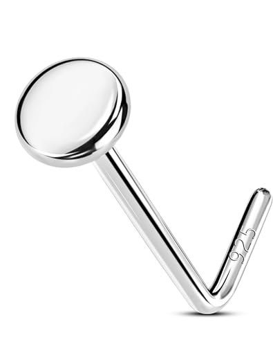 OUFER Body Piercing 925 Sterling Silver Nose Studs, 20G L Shaped Nose Rings Bar Pin, Nostril Piercing CZ Hypoallergenic Nose Piercings Jewellery for Women Men von OUFER Body Piercing