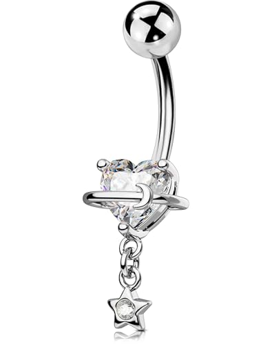 OUFER Body Piercing Bauchnabelpiercing 14G Navel Piercing 316L Stainless Steel Externally Belly Button Bar Dangle Navel Piercing Jewellery Women Nabelbar von OUFER Body Piercing