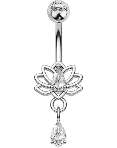 OUFER Body Piercing Belly Bars 14G Navel Piercing Jewelry 316L Surgical Steel Curved Barbell Navel Bars 10mm Belly Button Rings Bar Body Piercing Women von OUFER Body Piercing