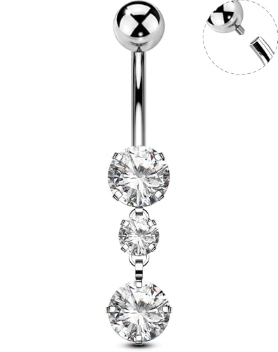 OUFER Body Piercing Belly Bars Titan Navel Piercing Jewelry Internally Navel Bar 14G Belly Button Piercing Dangle Nabelpiercing Navel Ring 10/12/14/16mm Bauchnabelpiercing Women Men von OUFER Body Piercing