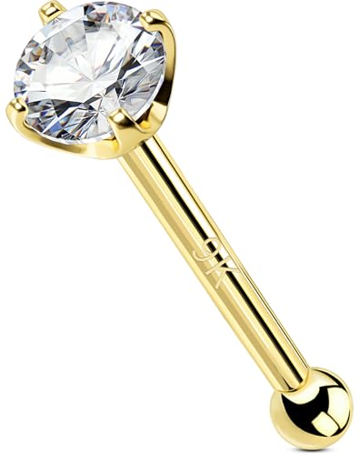OUFER Body Piercing Nasenpiercing 22G Nose Stud 9K Gold Nose Bar Clear 1.5/2/2.5/3mm CZ Nose Rings Bone Studs Nostril Piercings Tiny Nose Piercing Jewelry for Women Men von OUFER Body Piercing