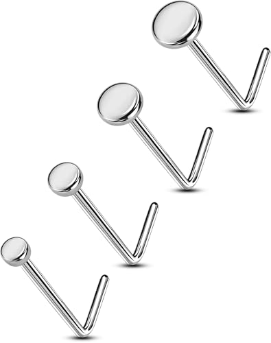 OUFER Body Piercing Nasenpiercing Jewellery 22G Nose Stud Titanium L-Shaped Nose Piercings Nose Bar 4pcs 1.5mm 2mm 2.5mm 3mm Top Tiny Nose Bone Pin Sets Women Nostril Piercing von OUFER Body Piercing