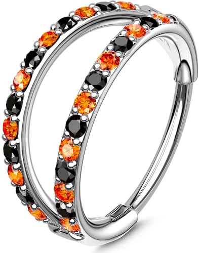 OUFER Body Piercing Nose Rings Hoop for Women Men, 316L Surgical Steel 20G Nose Piercing Jewelry, Hinged Segment Septum Lip Rings Cartilage Conch Rook Helix Tragus Daith Earrings 6/7/8mm von OUFER Body Piercing