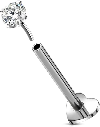 OUFER Body Piercing Titan 5/6/8/10/12mm Tragus Earrings 16G Theadless Lippenpiercing Push in Helix Conch Labret Piercings Jewellery Cartilage Earring von OUFER Body Piercing