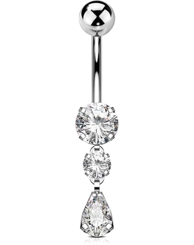 OUFER Body Piercing Titan Bauchnabelpiercing 14G Belly Bars Internally Belly Button Rings Belly Button Piercing 10/12/14/16mm Navel Bars Piercing Jewelry Dangly Navel Bars Women von OUFER Body Piercing
