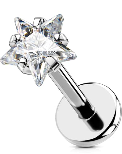 OUFER Body Piercing Titanium 18G/16G Labret Studs Lip Stud Medusa Piercing Threadless Labret Bars Push in Cartilage Helix Tragus Piercing Jewellery Flat Back Earring 6mm 8mm for Women Men OUFER Body Piercing Titanium 18G/16G Labret Studs Lip Stud Medusa Piercing Threadless Labret Bars Push in Cartilage Helix Tragus Piercing Jewellery Flat Back Earring 6mm 8mm for Women Men von OUFER Body Piercing