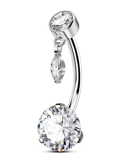 OUFER Body Piercing Titanium Belly Bars Internally Navel Piercing Jewelry 14G Belly Button Bars Ring 10/12/14/16mm Navel Bars Curved Barbell Body Piercing Jewellery Women Girls von OUFER Body Piercing