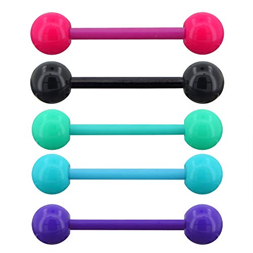 OUFER 14G 5 STÜCKE 316L Edelstahl Zunge Bars Bunte Zunge Piercings Zunge Ringe für Frauen von OUFER