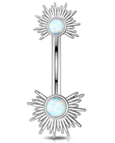 OUFER 14G Herz Bauchnabelpiercing Chirurgenstahl 316L Bauchnabelpiercing Schmuck 10 mm Bauchnabelpiercing Ring Opal Rosa Bauchnabelpircing Frauen von OUFER