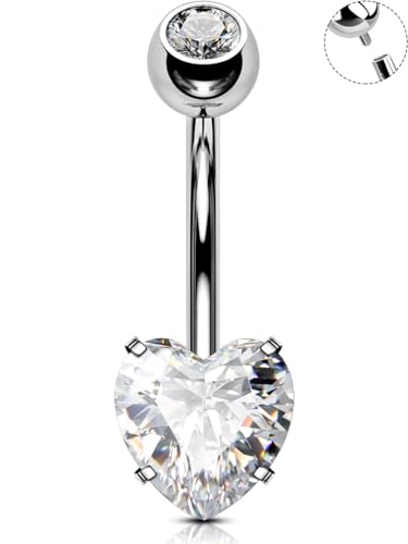 OUFER 14G Titan Bauchnabelpiercing 14mm Schmuck Bauchnabelring für Frauen Herz Piercing von OUFER